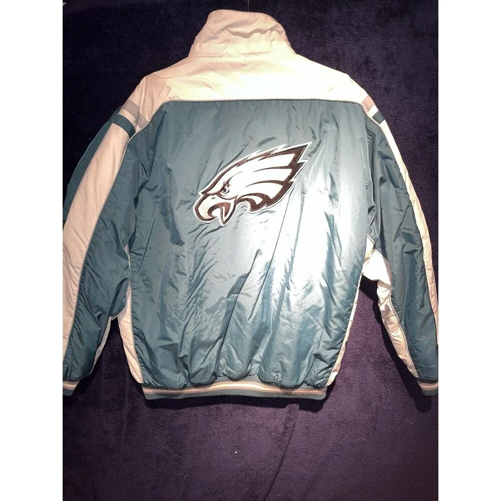 Vintage Philadelphia Eagles Hoodie Chalk Line Midnight Green Jacket Size L